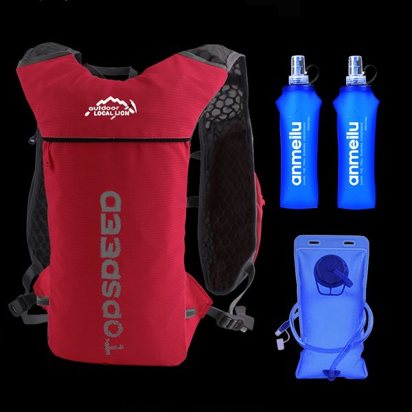 

trail running backpack 5l ultra running hydration vest pack marathon bike rucksack bag 500ml soft flask bottle water bag