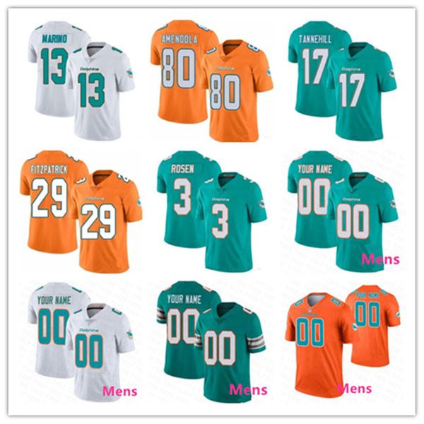 

custom mens womens youth miami 1 tua tagovailoa 3 josh rosen dolphin ryan tannehill minkah fitzpatrick dan marino amendola christian wilkins, Black;yellow