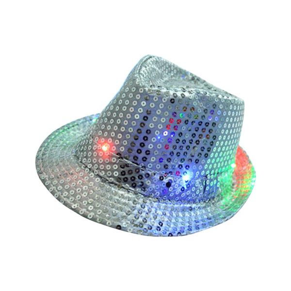 

newly fashion adult/kids led cap flashing light up sequins birthday masquerade party hat props women men casual caps fif66, Blue;gray