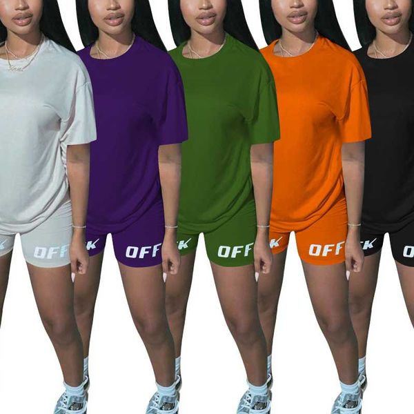 

2020 new women summer pink letter print short sleeve o-neck tee shorts two piece suit set sport tracksuit, White;red