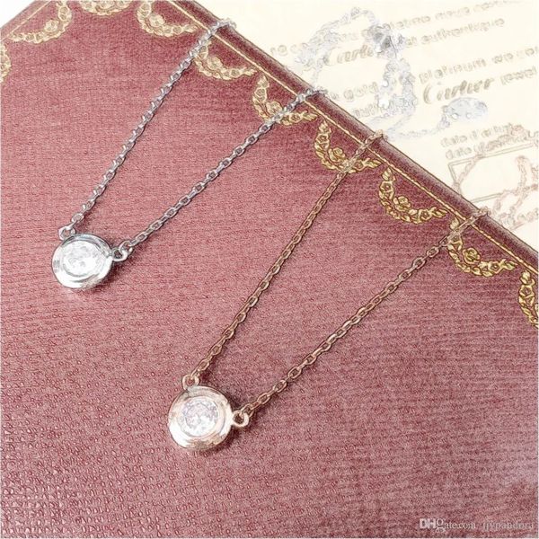 

hywo single drill clavicle chain high-end simulation round diamond micro-inlaid craft 925 sterling silver material perfect craft