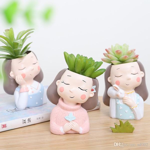

originality wreath girl flower pot new product fleshiness potted plant rabbit resin decoration deskeco friendly more colors 12 5ltc1