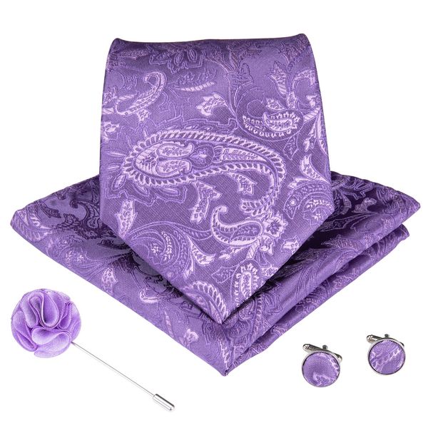 

dibangu mens ties classic fashion pocket square ties woven men tie purple red paisley necktie handkerchief cufflinks set h-001, Blue;purple