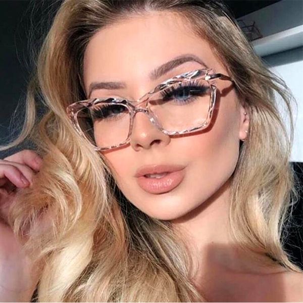 

square cat eye eyeglasses eyewearfashion women multi-section trending brand design optical computer glassesoculos de sol okulary, White;black