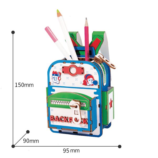 

robotime new arrival diy student backpacker 3d wooden puzzle game gift&penholder for children friend popular toy tg12 mx200414