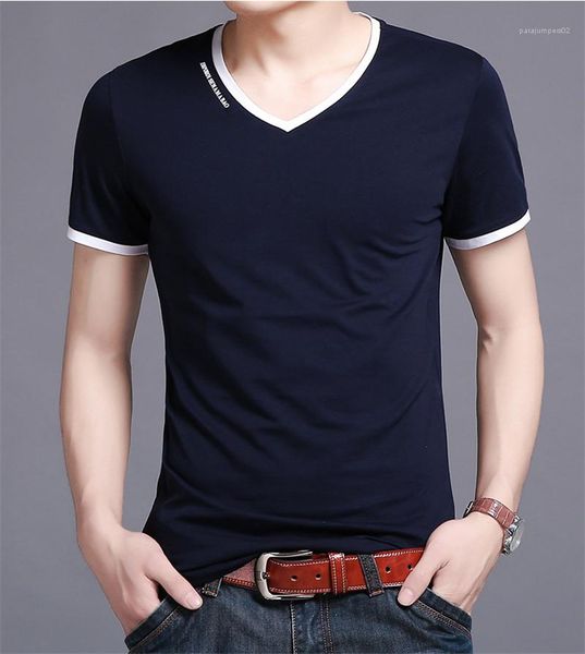 

sleeves teenagers tee casual v-neck tshirt mens 2020 summer fashion mens tshirt designer slim short, White;black