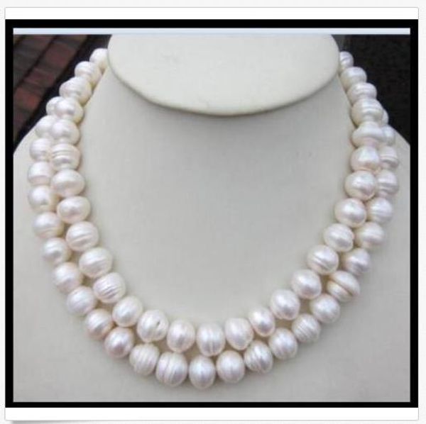 

huge12-13mm natural south sea white pearl necklace 35" 14k gold clasp, Silver