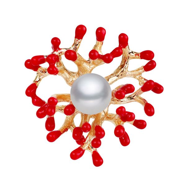 

элегантный капельное coral pearl брошь red coral банкет брошь needle костюм j а с к е т аксессуары, Gray