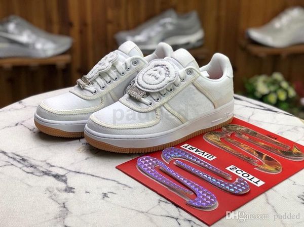 

2020 travis scotts air men designer shoes forces 3m white sneakers trainers 1 dunk canvas sports skate shoes size 36-45, White;red