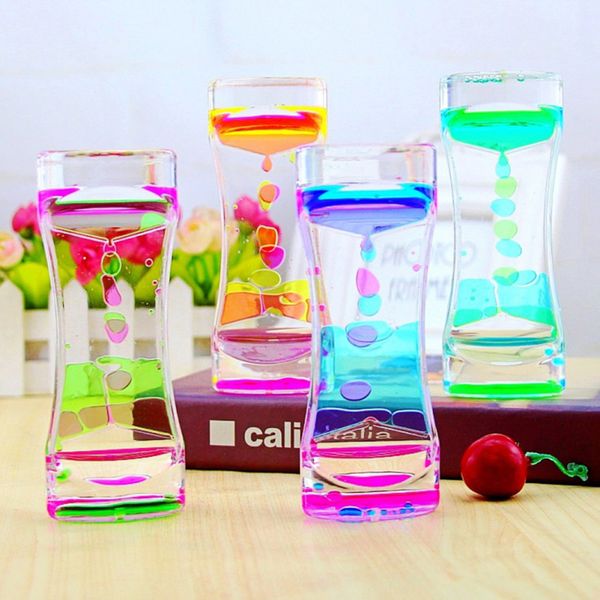 

creative floating color mix illusion timer oil glass acrylic hourglass clock home decor