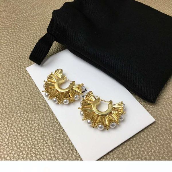 

новые женщины серег желтого золота гальванической перл обручи серьга для девочек женщин для партии свадьбы хорошего подарка для друзей, Golden;silver