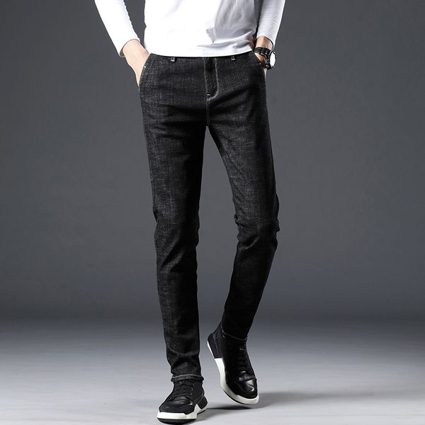 

spring and summer new style korean-style men's elasticity slim fit cowboy trousers teenager trend versitile fashion skinny pants, Blue