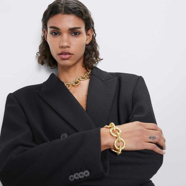 

girlgo 2020 vintage metal embossed xl link necklaces for women punk resin collar choker necklaces christmas gifts jewelry, Silver