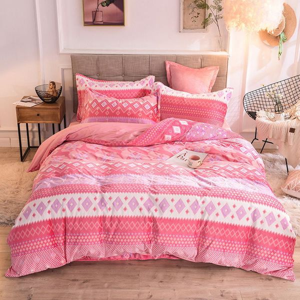 

new thickened 6d carved velvet bedding four-piece set double-sided flannel lace bed sheets quilt cover comfortable and warm