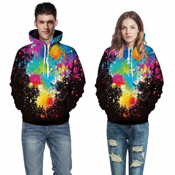 

fashion couple streetwear 3d digital printing hooded baseball uniform mens hoodies autumn and winter clothing hip hop plus size, Black