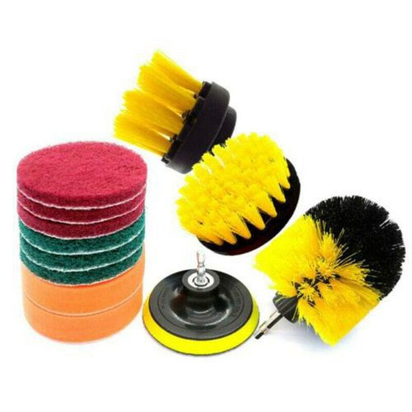 

12/6 pcs drill brush attachment set power scrubber cleaning kit combo tub clean scouring pad 1/4" shank durable cleaning tools