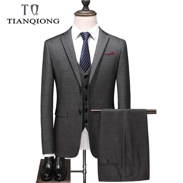 

brand slim fit wool plaid suit men brand classic 3 piece mens wedding suits apricot yellow navy blue grey men's formal suits, White;black