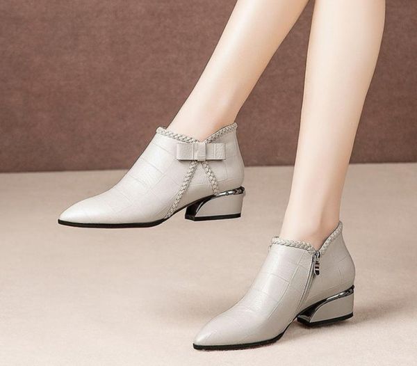 

2020 boots women platform lace up buckle shoes thick heel short boot ladies casual footwear botas mujer high boot, Black