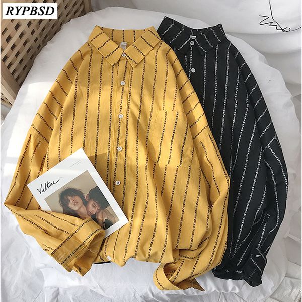 

3 colors 2019 new letter print striped men shirt korean fashion loose long sleeve oversize shirts men -xxl, White;black