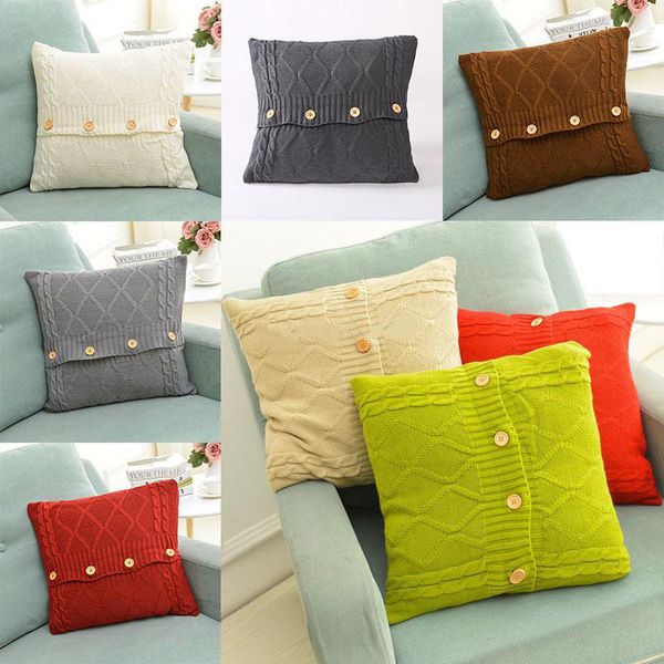 

knitted pillow case cover european crochet button chevron sofa car cushion cover home decor christmas xmas gifts 45*45cm an2751