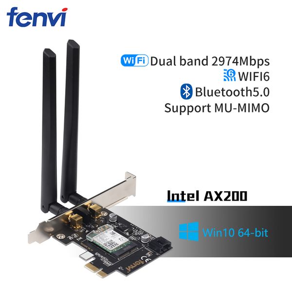 

настольный беспроводной адаптер wi-fi 6 pci-e 2.4 gbps 2.4 g/5ghz 802.11 ac / ax bluetooth 5.0 ax200ngw wifi card для intel ax200 mu-mimo