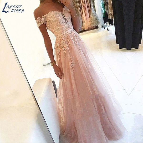 

ae1219 new elegant off the shoulder lace appliques tulle evening dresses party prom dresses formal gowns plus size long, White;black