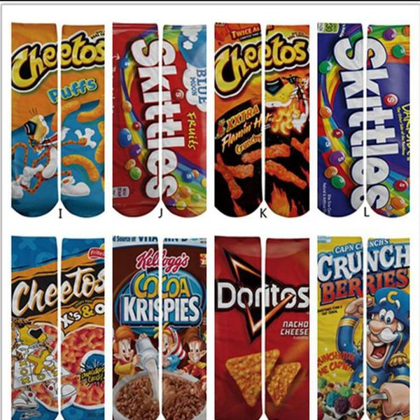 

2020 3d printed socks digital stockings crazy socks novelty funny sock colorful basketball crew tube socks chips cartoon one home2010, Pink;yellow