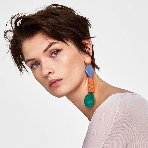 

eh8171 europe and america exaggeration big brand multilayer resin earrings women's shell pendant spring fashion bohemian cross b, Silver