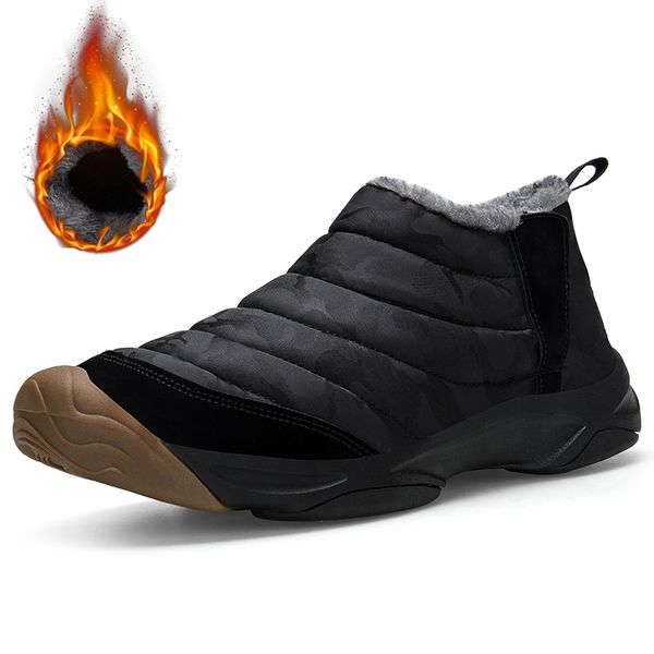 

men boots winter fur warm snow boots men designer luxury male winter combat shoes driving ankle working shoes, Black