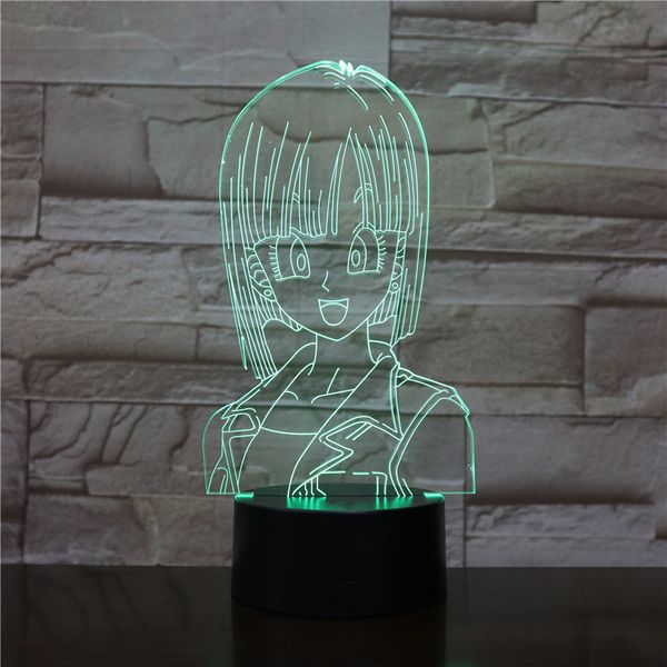 

usb 3d led night light dragon ball z bulma figure children kids gift cartoon toys baby nightlight bulma table lamp bedroom neon