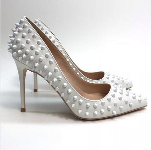 

original box) fashion luxury designer red bottom shoes high heels spikes party dress wedding pumps womens, Black
