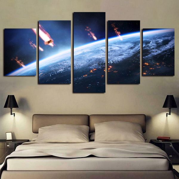 

5 panels planets fallen earth artworks giclee canvas wall art abstract poster hd canvas print oil painting wall decor