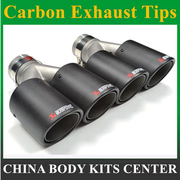 

1pcs dual akrapovic carbon fiber + stainless steel exhaust tip exhaust pipe muffler masilver tip