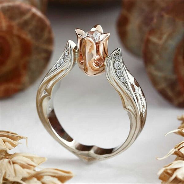 

accessory exquisite lady floral for women wedding engagement ring beautiful flower ring, Slivery;golden