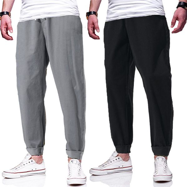 

men sports pants streetwear fitness pants solid color casual trousers elastic waist sports workout sweatpants new, Black