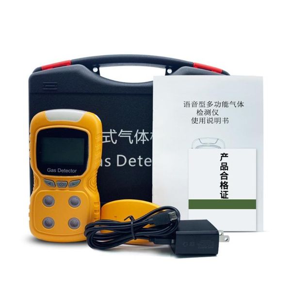 

portable multi gas detector gas clip 4-gas lpg/co/o2/h2s monitor alarm battery detection alarm household