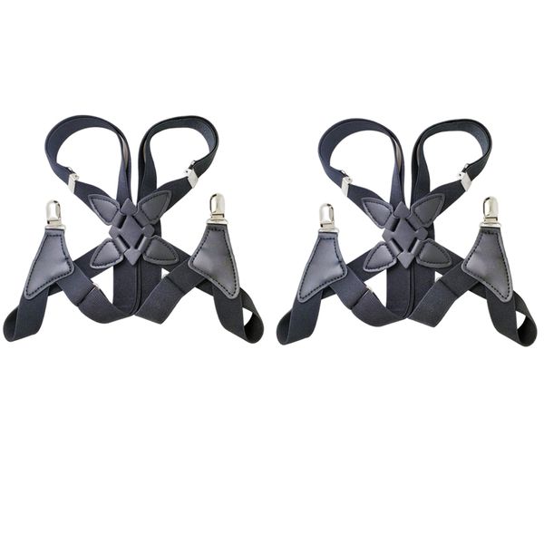 

2 pieces men suspenders suspenders for men x back striped heavy duty, White;black