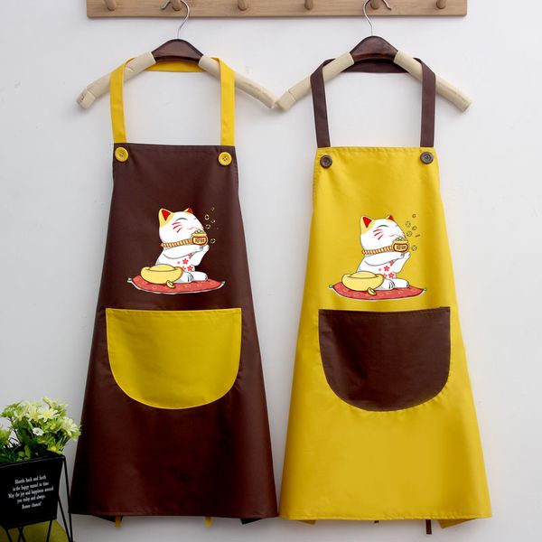 

kitchen cooking apron waterproof wiping beckoning cat japanese-style cute waterproof oil-proof men and women custom