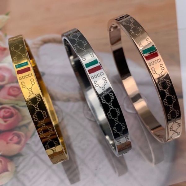 

Factory whole ale fa hion de ign brand tainle teel gold ilver ro e gold bangle bracelet for women men hipping