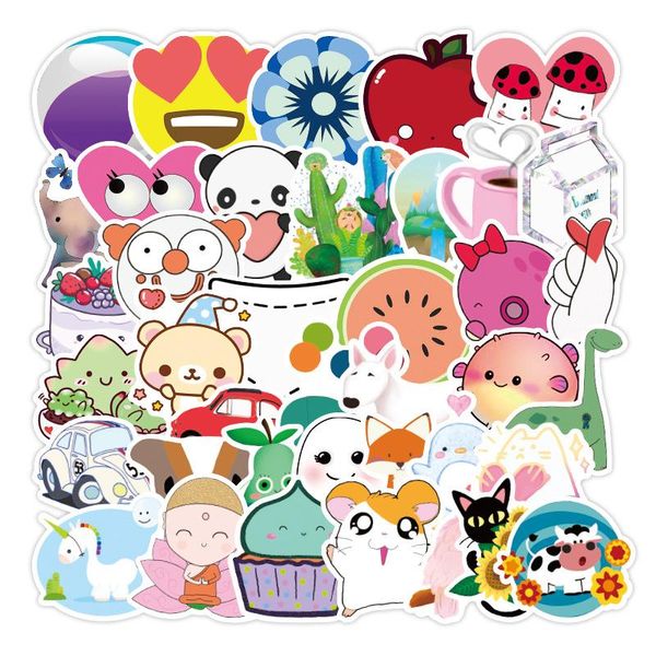 

50pcs fruit cartoon doodle sticker waterproof cup suitcase notebook scooter sticker