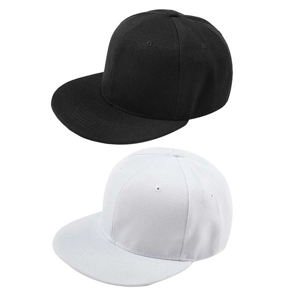 

2 pcs plain reentry hip-hop baseball cap boy adjustable hat , black with white, Black;white
