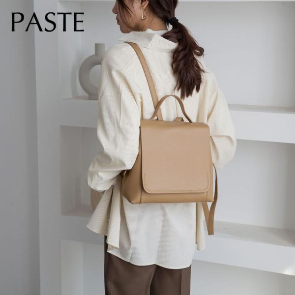 

ins chic women backpack head layer cowhide backpack high-end travel bags white pink black kakhi colors bagpack