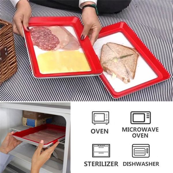 

2019 clever tray creative food plastic preservation tray kitchen food fresh keeping storage container microwave food preservatio