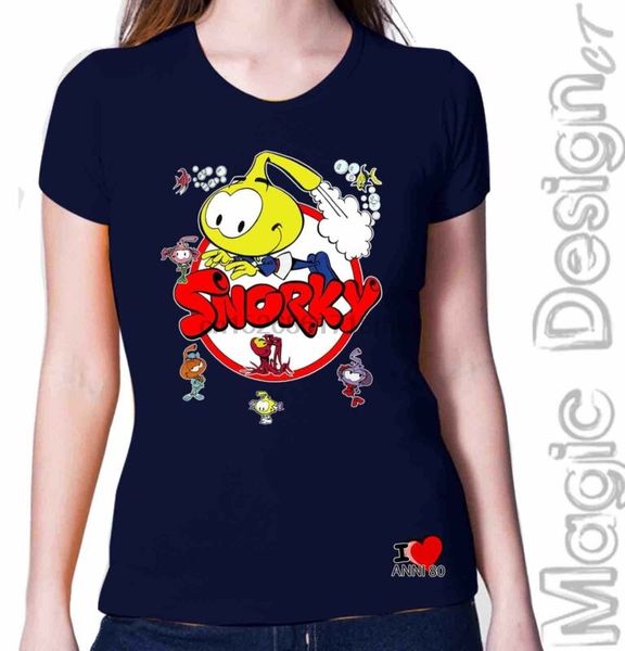 

snorky noi incontrerai arrivano gli snorky cantasnorky cartone animato t-shirt, White;black