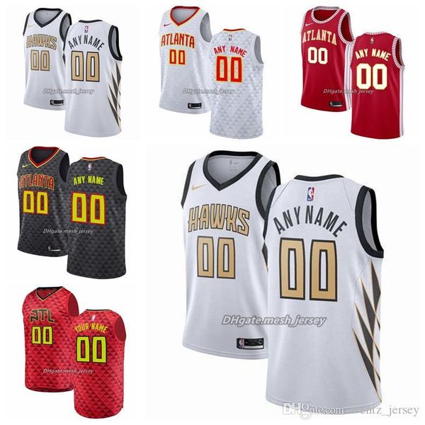 

customized atlanta hawks men and women kid custom name number jersey 11 young 12 hunter 44 pistol nba basketball jerseys white red b, Black