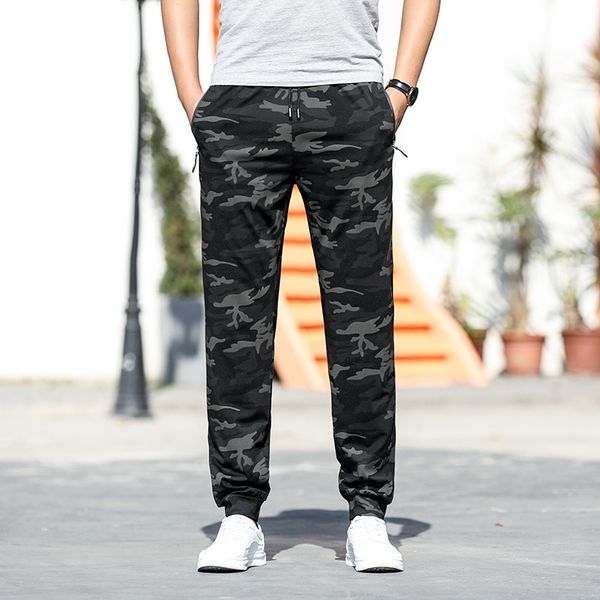 

плюс жир плюс мужские брюки осенние ноги брюки толстые камуфляжные брюки мужской большой размер спортивный размер свободный, Black