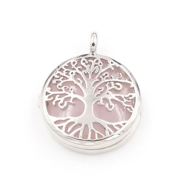 

10 шт дерево жизни круглый locket малахит камень подвеска горный хрусталь посеребренная моды jewelr, Silver