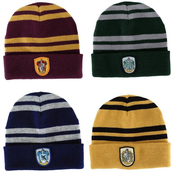 

winter warm elastic knitted hat 4 colors harry potter cosplay school striped badge hats gryffindor beanie cap jy826, Yellow