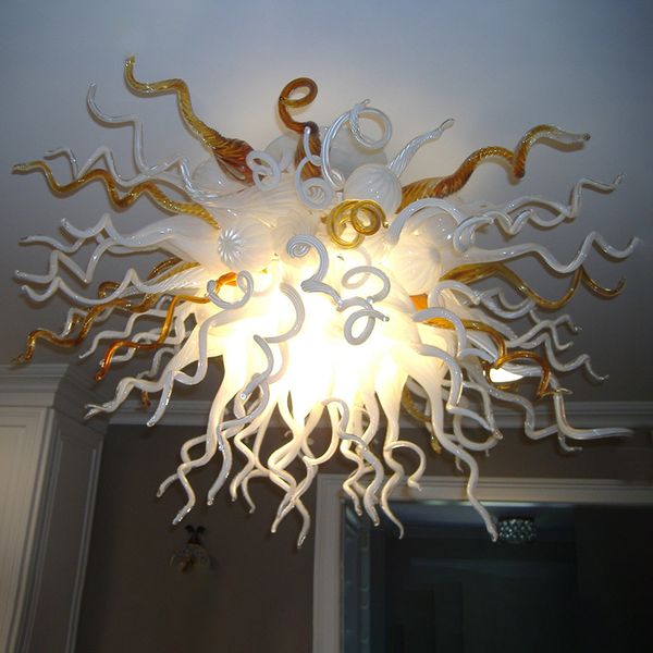 

modern handmade murano glass chandelier led light source pendant lamps white crystal art deco ceiling chandelier kitchen room