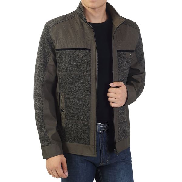 

men casusl outerwear autumn spring basic jackets male khaki light grey basic coats mature man leisure daily outfits garment 4xl, Black;brown